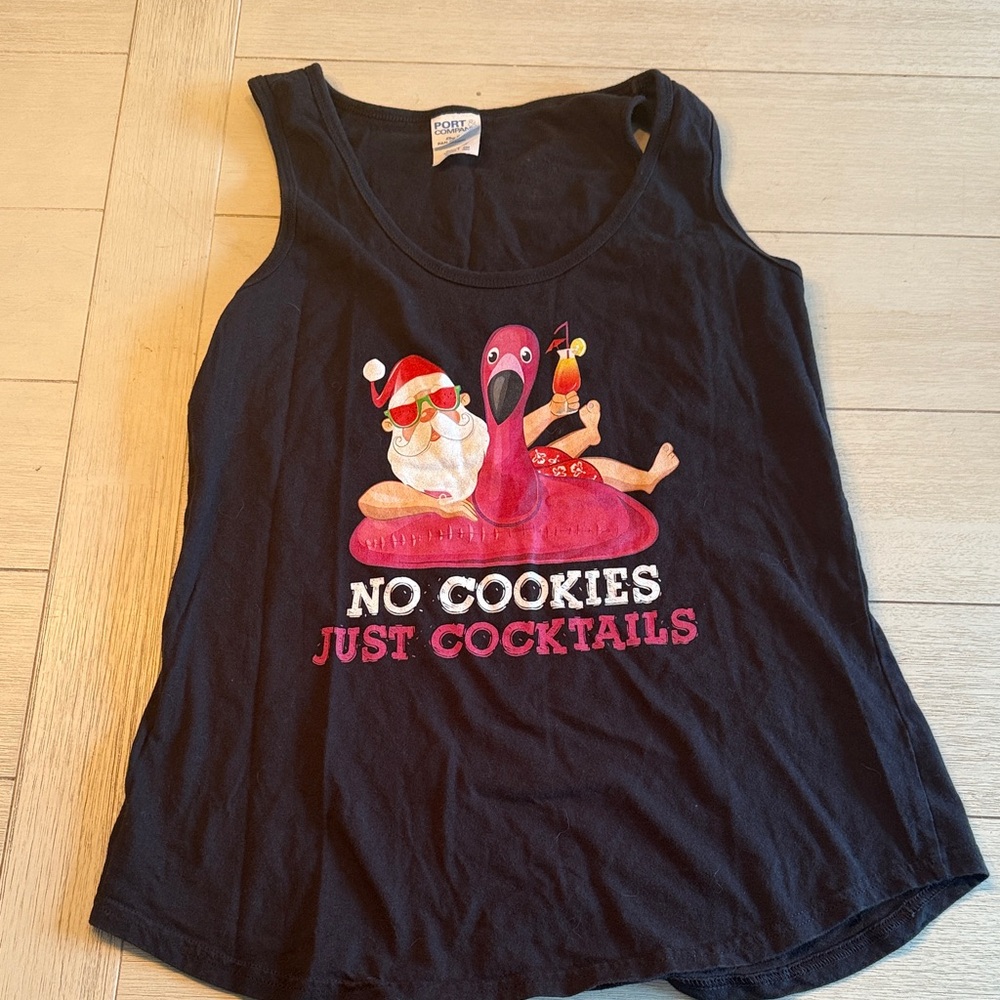 NWOT Black Santa Tank Top Womens Size Small